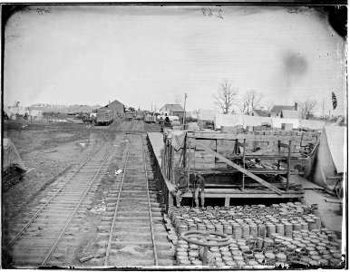 Commissionary stores at railroad station, (Stonemans Station). (4166827796)