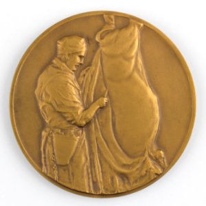 Commission Belge pour l'Amélioration de la Peau Brute - Hommage, medal by Pierre Theunis, Belgium, (1949), Coins and Medals Department of the Royal Library of Belgium, 2N260-22 (recto)