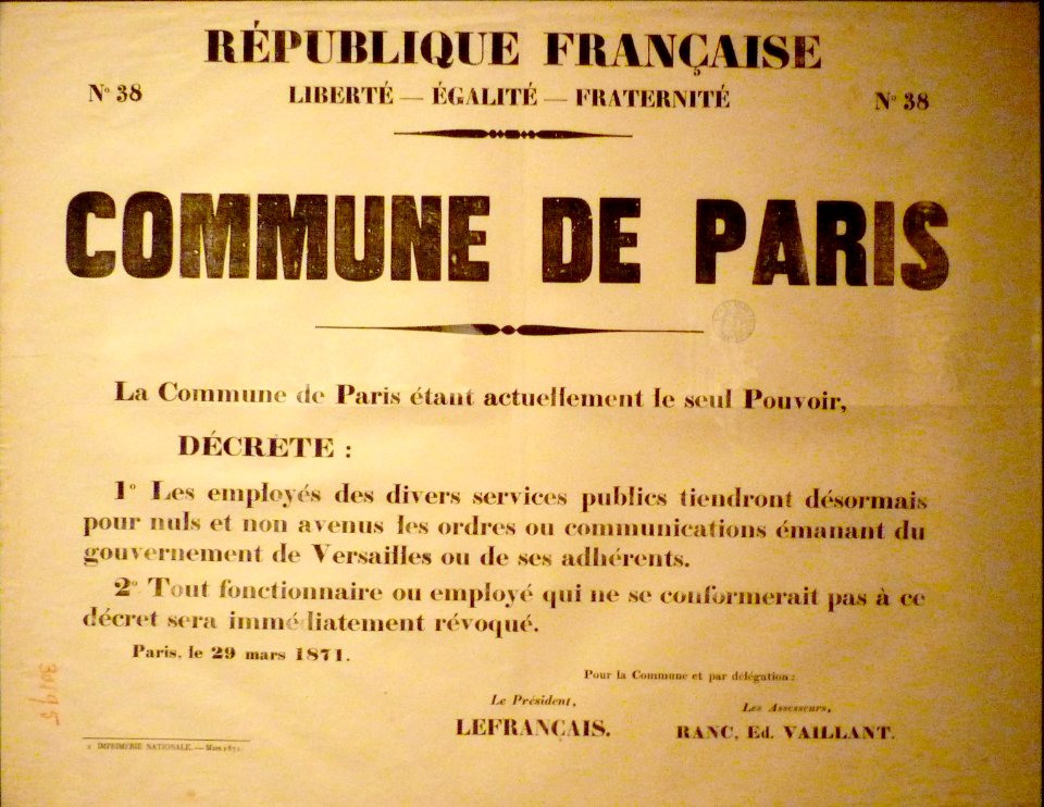 Commune de Paris Décret du 29 mars sur les fonctionnaires