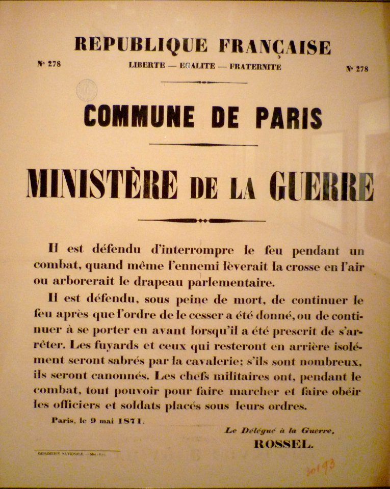 Commune de Paris affiche sur la discipline dans l'armée