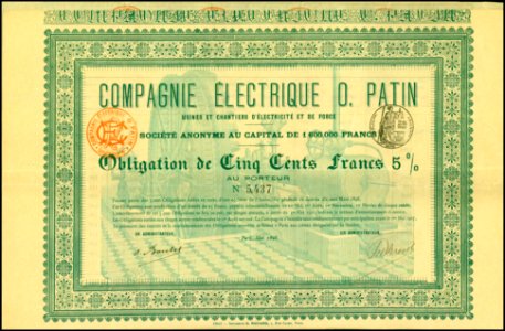 Comp. Electrique O. Patin 1898