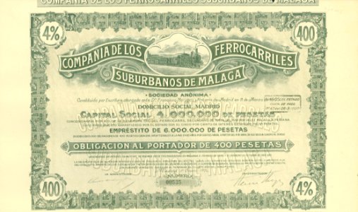 Comp. de los Ferrocarriles Suburbanos de Malaga 1920