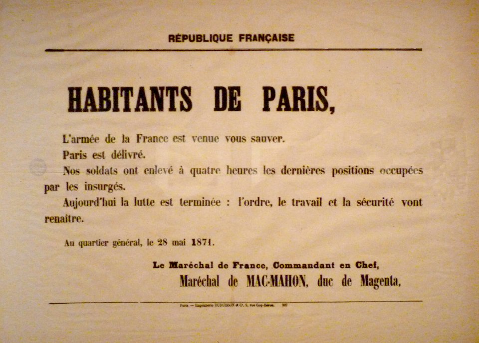 Commune de Paris proclamation de Mac-Mahon