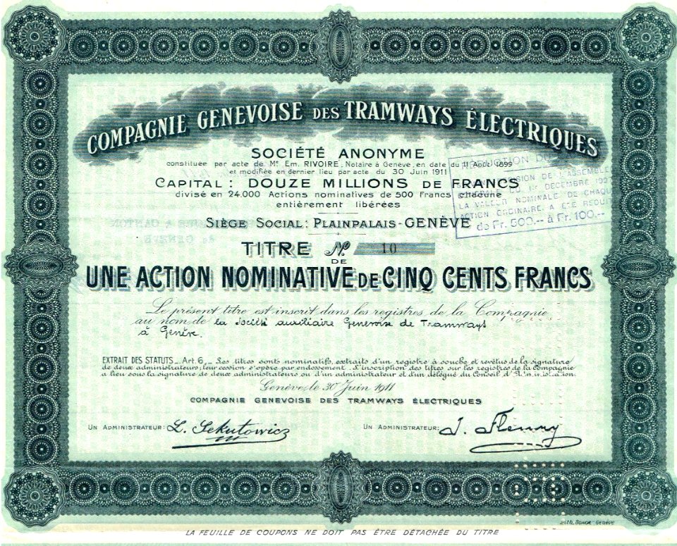 Compagnie Genevoise des Tramways Électriques 1911