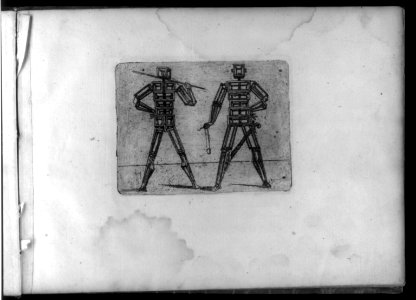 Composite figures in cubist and surrealistic style composed of materials such as chain links, tubes, sieves and tennis racquets LCCN2005679998