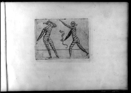 Composite figures in cubist and surrealistic style composed of materials such as chain links, tubes, sieves and tennis racquets LCCN2005679991