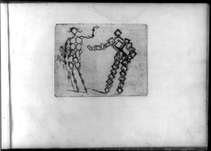 Composite figures in cubist and surrealistic style composed of materials such as chain links, tubes, sieves and tennis racquets LCCN2005680701