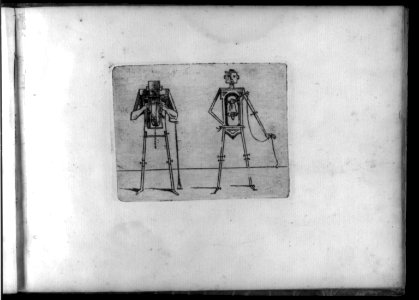 Composite figures in cubist and surrealistic style composed of materials such as chain links, tubes, sieves and tennis racquets LCCN2005679993