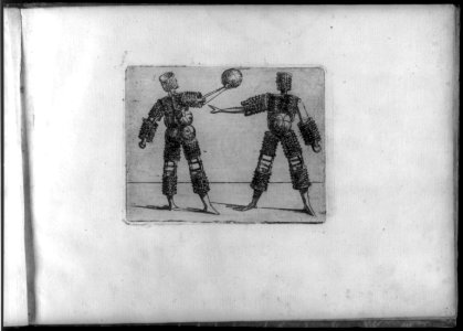 Composite figures in cubist and surrealistic style composed of materials such as chain links, tubes, sieves and tennis racquets LCCN2005680703