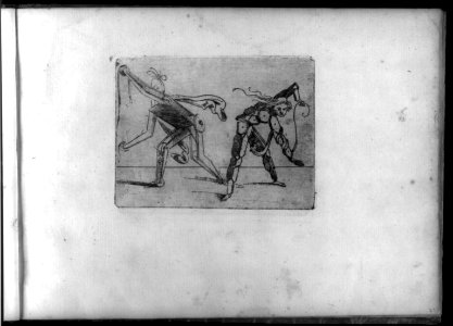 Composite figures in cubist and surrealistic style composed of materials such as chain links, tubes, sieves and tennis racquets LCCN2005680705