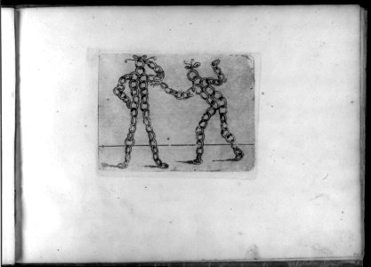 Composite figures in cubist and surrealistic style composed of materials such as chain links, tubes, sieves and tennis racquets LCCN2005680727