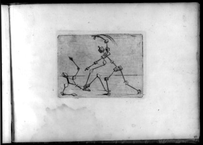 Composite figures in cubist and surrealistic style composed of materials such as chain links, tubes, sieves and tennis racquets LCCN2005680720