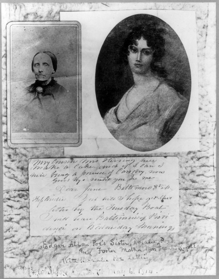 Composite photo of a photo of Frances K. Allan and a halftone reproduction of a painting of Rosalie Poe, Edgar Allan Poe's foster mother and sister LCCN2005683976