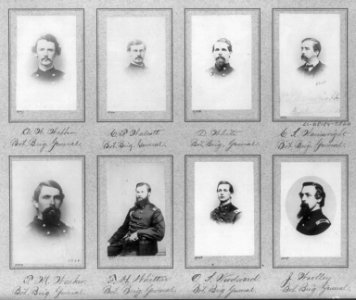 Composite of 7 busts and 1 half-length photos of Brig. Generals A.W. Webber, C.F. Walcott, D. White, C. Wainwright, T.M. Walker, F.H. Whittier, O. Woodward, J. Woolley LCCN2006682504