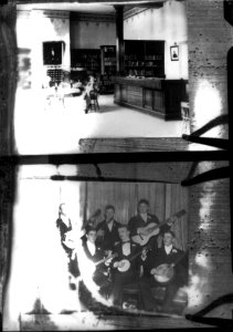 Composite of old library room and Mandolin Club group portrait 1890 (3195542252) photo