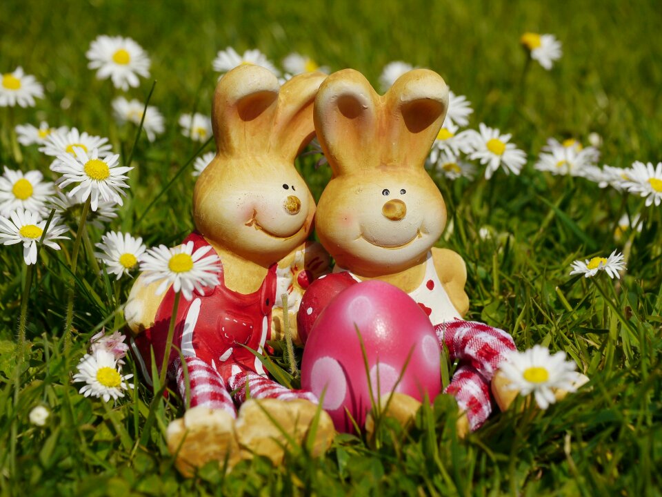 Figure pair flower meadow