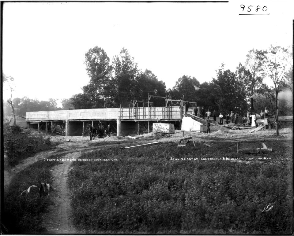 Concrete bridge construction site near Reily, Ohio 1909 (3199663235)