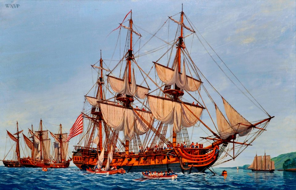 US Navy 090925-N-9671T-002 A Revolutionary War painting depicting the Continental Navy frigate Confederacy is displayed at the Navy Art Gallery at the Washington Navy Yard