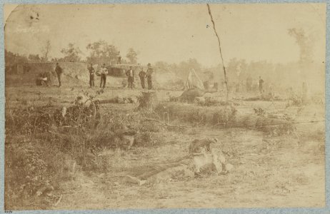 Confederate dead in front of Fort Robinette, Corinth, Mississippi LCCN2012647838 photo