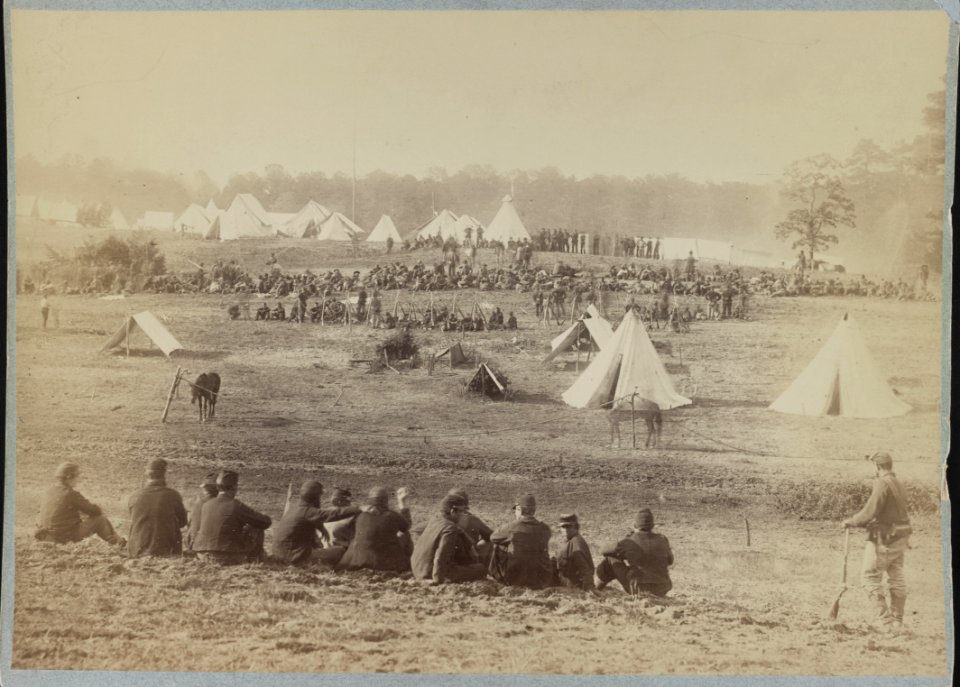 Confederate prisoners captured in the Battle of Front Royal being guarded in a Union camp in the Shenandoah Valley LCCN2007684716