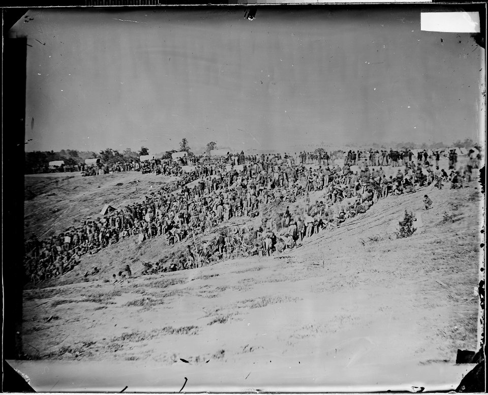 Confederate prisoners awaiting transportation, Belle Plain, Va. - NARA - 528992