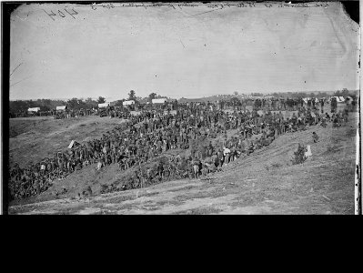 Confederate prisoners waiting for transportation, Belle Plain, Va. (4166270155)