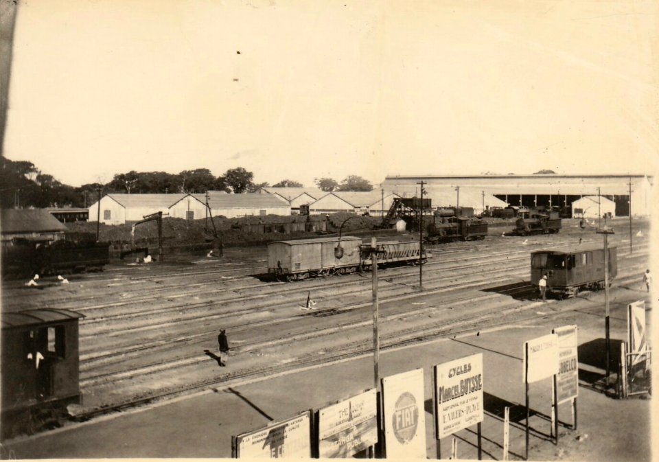 Congo Railways - Elizabethville - a view of the railway yard with steam locomotives and the depot
