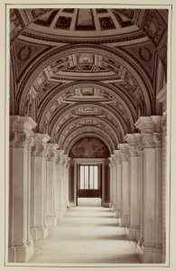 Congressional Library. First floor, northwest corridor, looking towards mural of Calliope LCCN2013646329