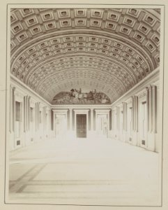 Congressional Library. Second floor, northwest gallery, looking towards mural of war LCCN2013646331