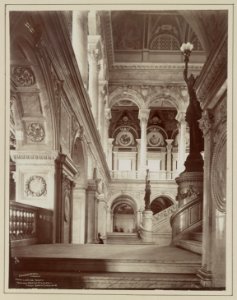 Congressional Library. View looking north through grand stair hall, from south corridor - Handy, ph. LCCN2013646345