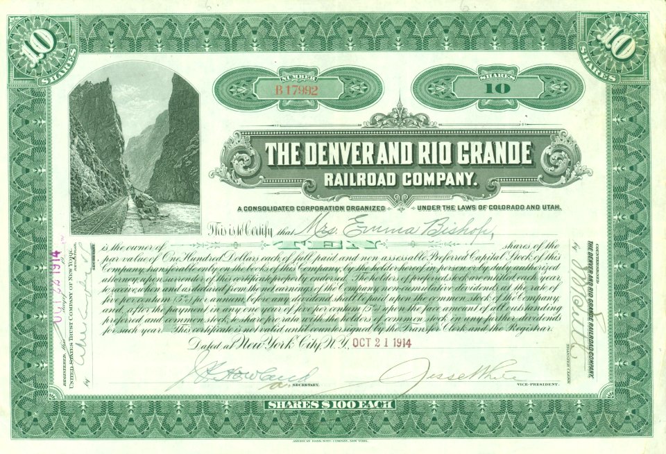 Denver and Rio Grande RR 1914