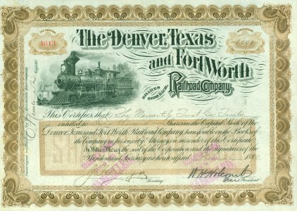 Denver, Texas and Fort Worth RR 1890