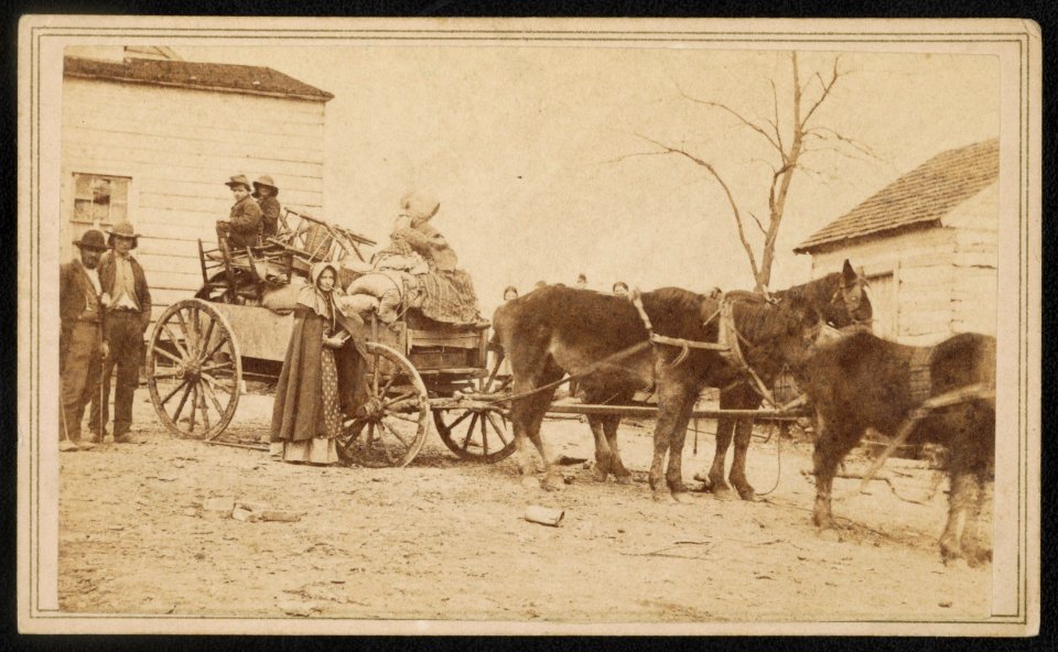 Departure from the old homestead, Centreville And trembling, shrinking from the spoilers hand, far, far away, thy children leave the land. LCCN2016651687