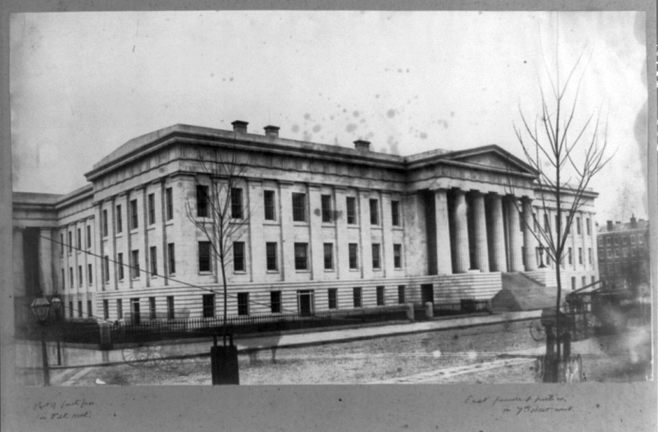 Dept. of Interior, part of south face on F St. north, east facade and portico on 7th Street west LCCN2009631401