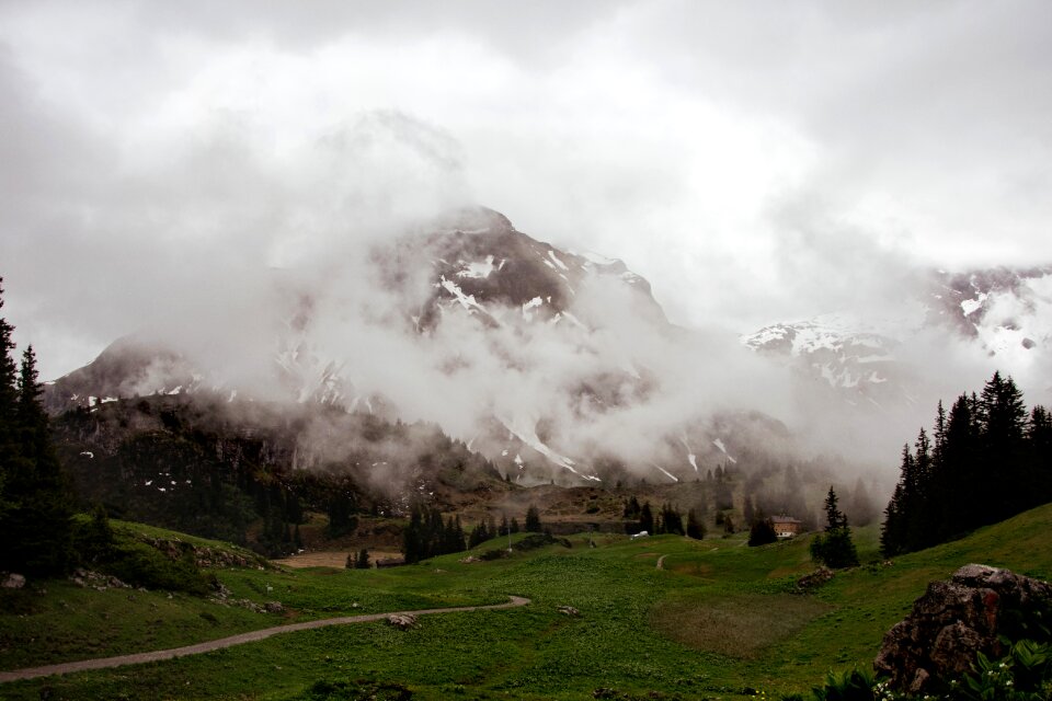Landscape mountains fog