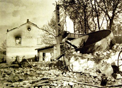 Destruction near the train station at Lupkow, Poland, 1916 (33495343775)