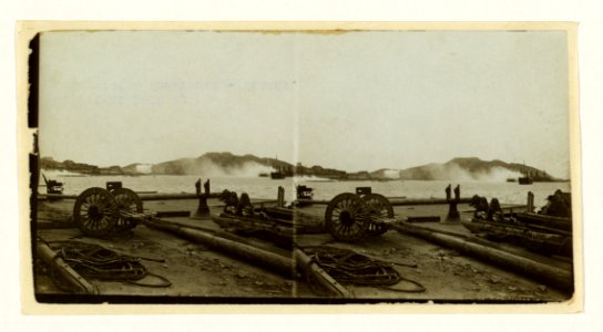 Destroying Russian ships and town - terrific rain of great Japanese shells - in Port Arthur LCCN2005678343