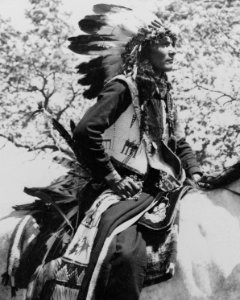 Detail, Native American on horseback, from- Tioagla, full-length portrait, facing right, on horseback LCCN96507913 (cropped) photo