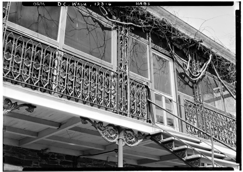 DETAIL OF PORCH IRONWORK - Linnaean Hill, 3545 Williamsburg Lane Northwest, Washington