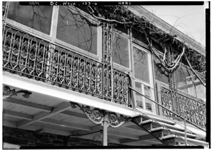 DETAIL OF PORCH IRONWORK - Linnaean Hill, 3545 Williamsburg Lane Northwest, Washington