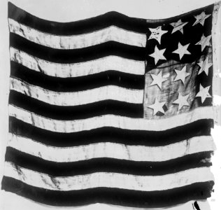 Detail, Starry Flag of Jno. Paul Jones, the oldest U.S. Flag in existence LCCN2016821429 (cropped)