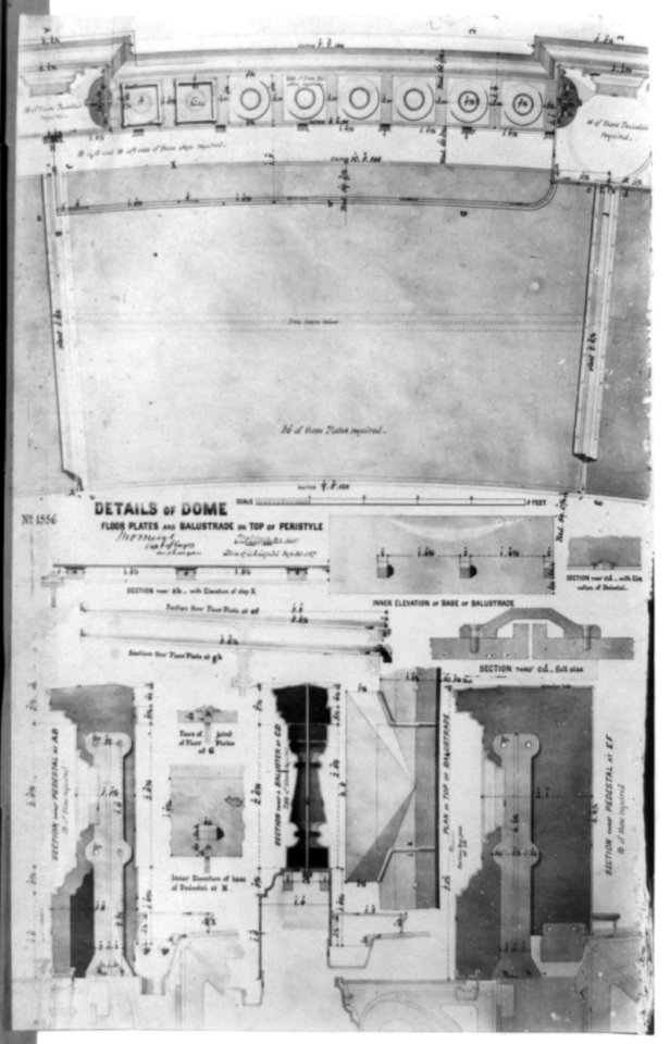 Details of dome, floor plates and balustrade on top of peristyle LCCN2002717936