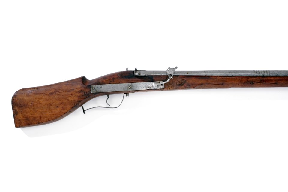Detalj lås-stock luntlåsmusköt - Livrustkammaren - 83418
