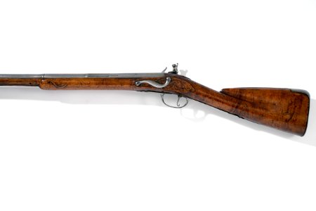 Detalj stock flintlåsbössa, v sida - Livrustkammaren - 49173