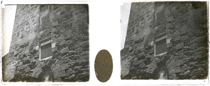Detall de la façana de pedra del Pretori, també anomenat Palau d'August o Castell de Pilat de Tarragona