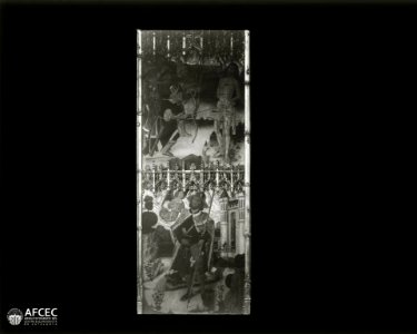 Detall del retaule de Sant Sebastià i Santa Tecla en una capella del claustre de la catedral de Barcelona