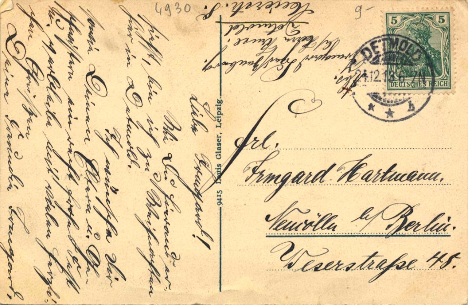 Detmold, Nordrhein-Westfalen - Stadtansicht (2) (back) (Zeno Ansichtskarten)