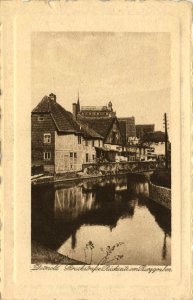 Detmold, Nordrhein-Westfalen - Bruchstraße, Rückseite am Burggraben (Zeno Ansichtskarten)