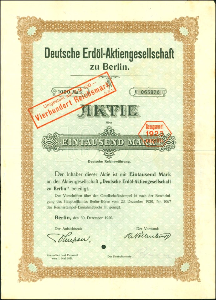 Deutsche Erdöl-AG 1920