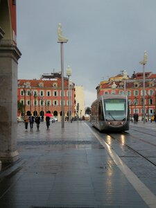 Water transportation system outdoors nice france rain tram